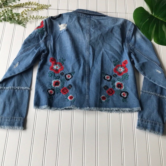 Floral denim jacket NWT buffalo David Britton red - Picture 4 of 8